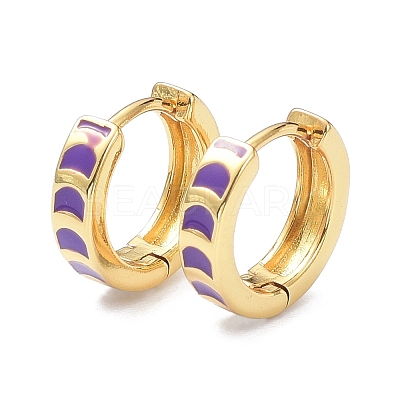 Brass Enamel Hoop Earrings KK-P205-20G-1