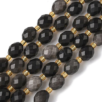 Natural Silver Sheen Obsidian Beads Strands G-F809-A28-01-1