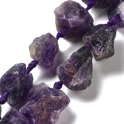 Raw Rough Natural Amethyst Beads Strands G-J388-A11-01-1