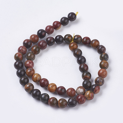 Natural Polychrome Jasper/Picasso Stone/Picasso Jasper Bead Strands G-E468-C01-1