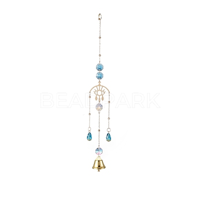 Faceted Glass Teardrop & Octagon Hanging Suncatcher HJEW-I010-02C-1