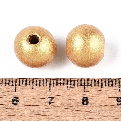 Spray Painted Round Natural Schima Wood Beads WOOD-A018-12mm-01-1