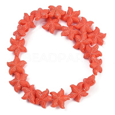 Synthetic Coral Dyed Carved Beads Strands CORA-K009-06C-02-1