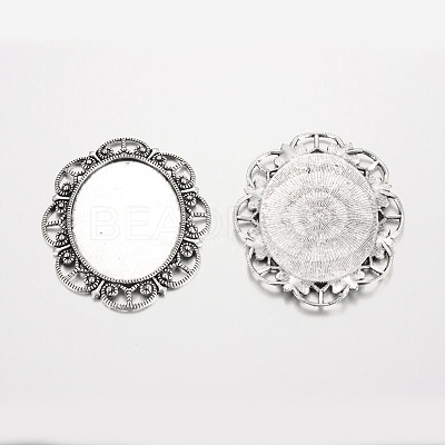Oval Tibetan Style Alloy Cabochon Settings PALLOY-K109-78AS-RS-1