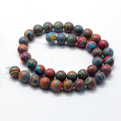 Synthetic Malachite Beads Strands G-I199-32-6mm-D-1