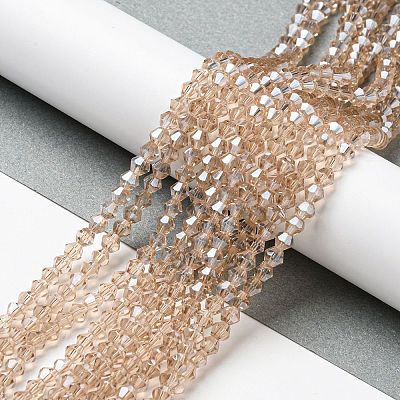 Transparent Electroplate Glass Beads Strands GLAA-F029-4mm-C12-1