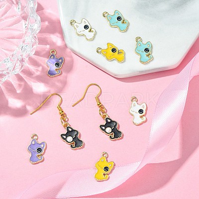 10Pcs 5 Colors Alloy Enamel Pendants ENAM-YW0003-74-1