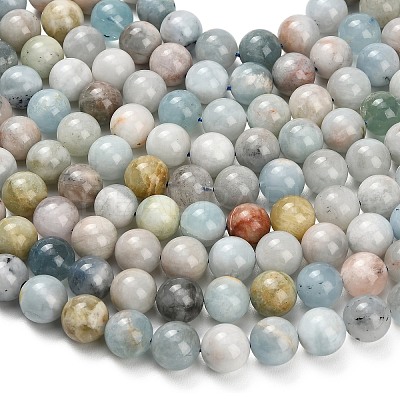 Natural Aquamarine Beads Strands G-F591-29B-12mm-01-1