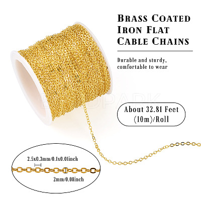 Brass Coated Iron Flat Cable Chains CH-TAC0007-02G-1