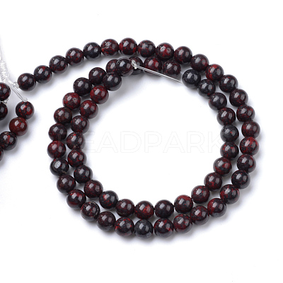 Natural Bloodstone Beads Strands X-G-R411-06-4mm-1