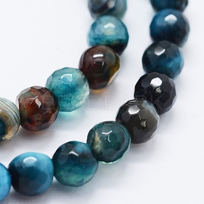 Faceted Natural Agate Beads Strands G-F561-6mm-D08-1