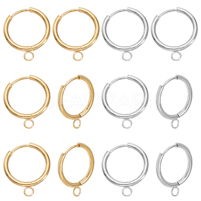 4Pcs 2 Colors Stainless Steel Hoop Earring STAS-LP0001-09-1