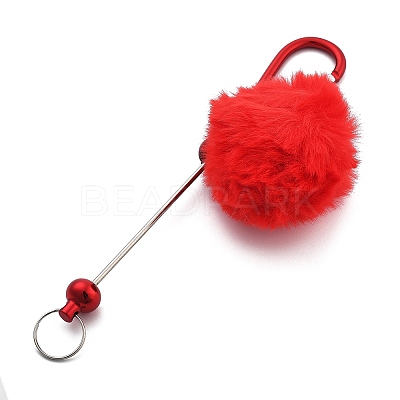 Aluminum Alloy Pom Pom Ball Beadable Keychain Bar HJEW-Q001-01C-1