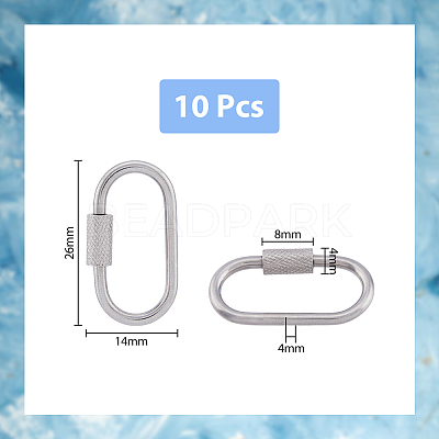 304 Stainless Steel Screw Carabiner Lock Charms STAS-UN0047-24P-1