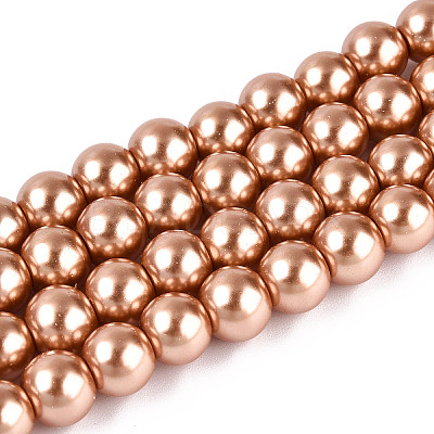 Baking Paint Pearlized Glass Pearl Round Bead Strands HY-Q330-8mm-50-1