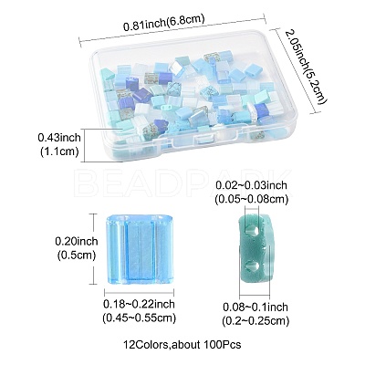 100Pcs 12 Styles 2-Hole Glass Seed Beads SEED-FS0001-44-1
