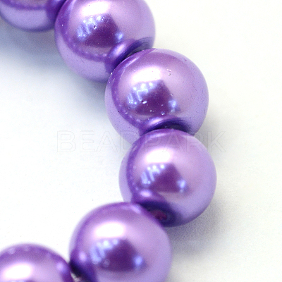 Baking Paint Pearlized Glass Pearl Round Bead Strands HY-Q330-8mm-27-A-1