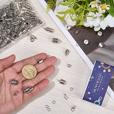80Pcs 8 Styles Tibetan Style Alloy Cord End FIND-SC0020-98A-1