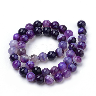 Natural Striped Agate/Banded Agate Beads Strands G-S259-04F-8mm-1