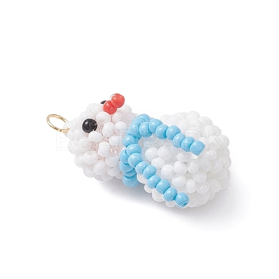 Glass Seed Beaded Snowman Pendants PALLOY-MZ01007-1