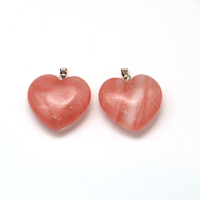 Heart Natural & Synthetic Mixed Stone Pendants G-Q355-M-1
