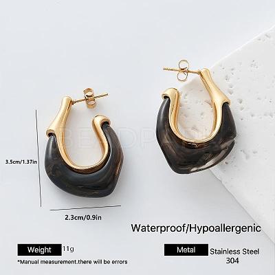 304 Stainless Steel & Resin Stud Earrings GJ4743-4-1