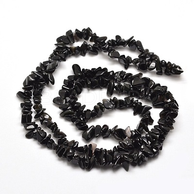 Natural Obsidian Chip Bead Strands X-G-M205-06-1