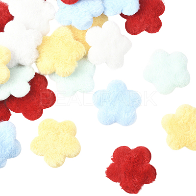 50Pcs 5 Colors Single Face Wool Fibre Cabochons FIND-SC0020-33-1