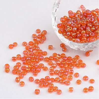 Transparent Rainbow Colours Round Glass Seed Beads X-SEED-A007-4mm-169-1