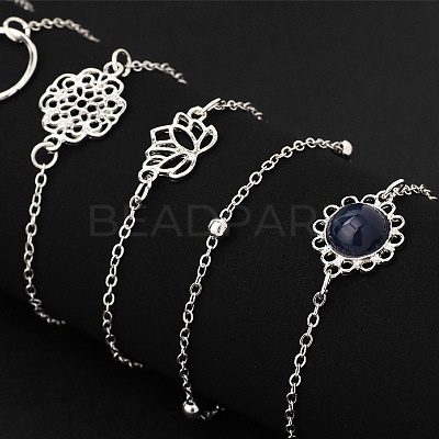 6Pcs 6 Styles Alloy Link & Chain Bracelet Set FS-WG1CF16-01-1