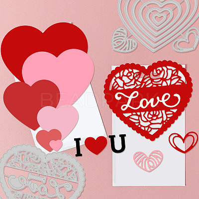GLOBELAND 2Pcs 2 Styles Valentine's Day Carbon Steel Cutting Dies Stencils DIY-DM0004-08-1