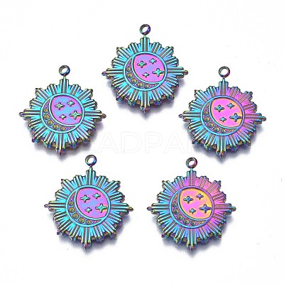 Rainbow Color 304 Stainless Steel Pendant Rhinestone Settings STAS-S119-091-1