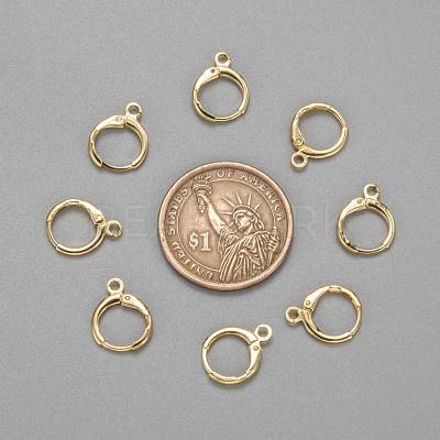Brass Huggie Hoop Earring Findings KK-L179-04G-1