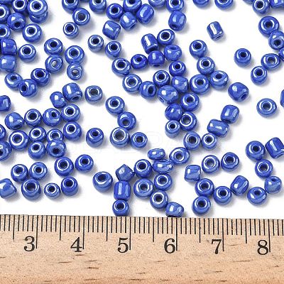 6/0 Opaque Colors Lustered Round Glass Seed Beads X-SEED-A012-4mm-128-1