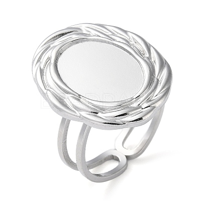 Non-Tarnish 304 Stainless Steel Open Cuff Ring Components STAS-Q308-05P-1