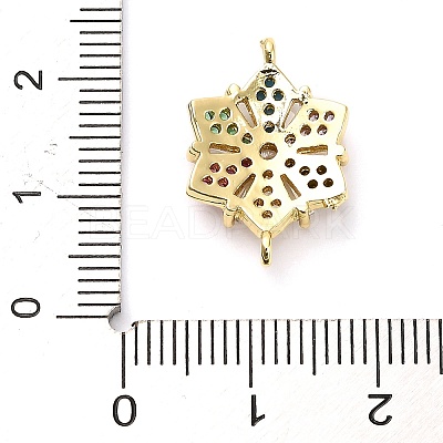 Brass Colorful Cubic Zirconia Connector Snowflake Connector Charms KK-L229-079G-01-1