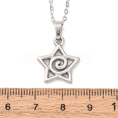 304 Stainless Steel Star Pendant Cable Chain Necklaces for Men Women NJEW-K308-01B-P-1