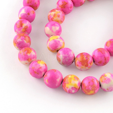 Dyed Natural Ocean White Jade Round Bead Strands G-R295-6mm-09-1