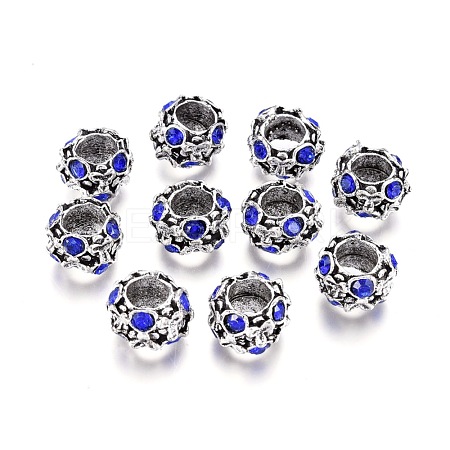 Alloy Rhinestone Rondelle European Beads ALRI-J051-04AS-1