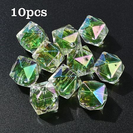 10Pcs Two Tone UV Plating Rainbow Iridescent Acrylic Beads TACR-YW0002-33D-1