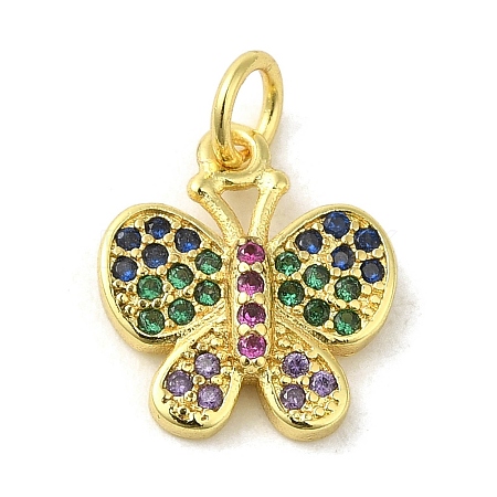 Real 18K Gold Plated Brass Pave Cubic Zirconia Pendants KK-M283-11K-02-1