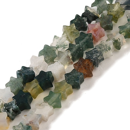 Natural Moss Agate Beads Strands G-G085-B17-01-1