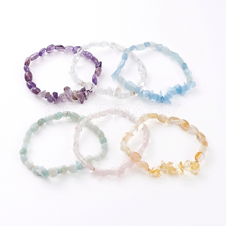 Natural Gemstone Beads Stretch Bracelets BJEW-JB05876-1