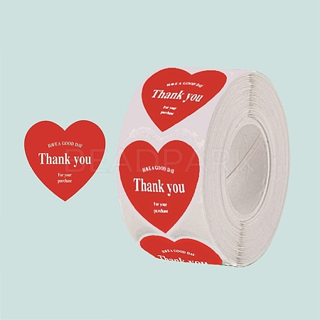 500Pcs Heart with Thank You Roll Stickers DIY-U008-01D-1