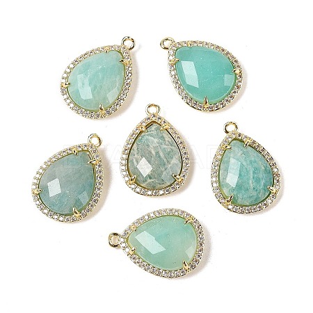 Natural Amazonite Faceted Teardrop Pendants G-I382-01G-01-1