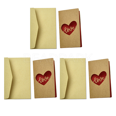3 Sets Kraft Paper Greeting Cards AJEW-FS0001-27A-1