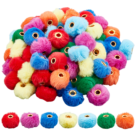 84Pcs 7 Colors Imitation Rabbit Hair European Beads FIND-PH0027-67-1