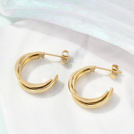 304 Stainless Steel Twist C-Shaped Stud Earrings for Women EJEW-C096-40G-1