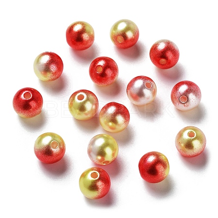 Rainbow ABS Plastic Imitation Pearl Beads OACR-Q174-6mm-15-1