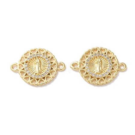 Rack Plating Brass Cubic Zirconia Virgin Mary Connector Charm KK-C084-01B-G-1
